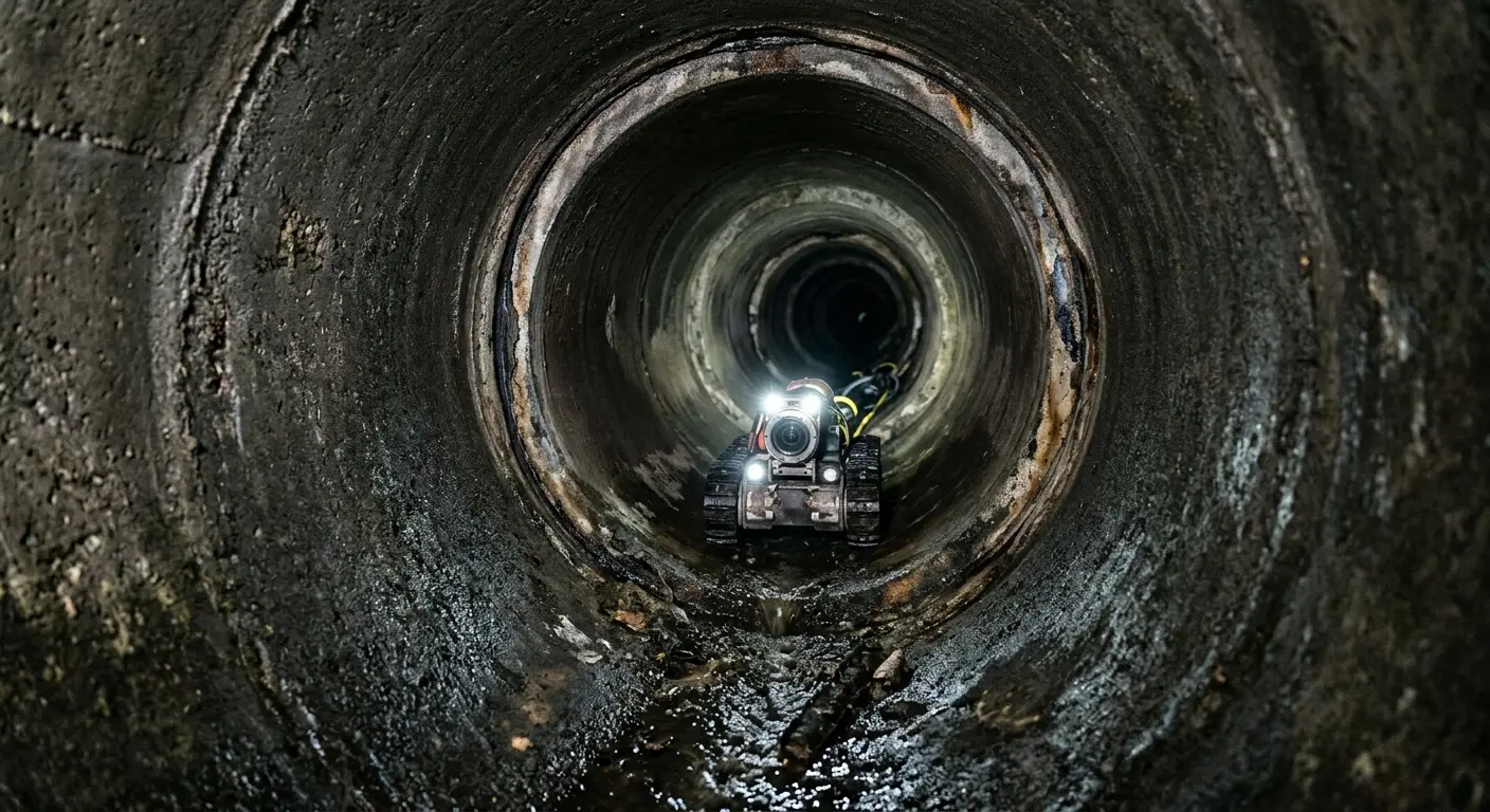 Robotic sewer camera inspecting pipe interior for Drain Snake Service in Port Chester